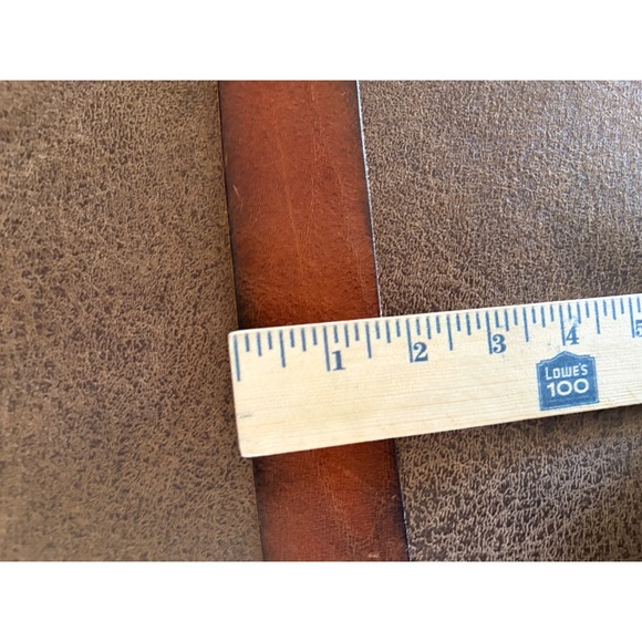 Genuine Leather Double Ring Belt Solid Brass Buckle Cognac Brown Made in USA M - Picture 6 of 8